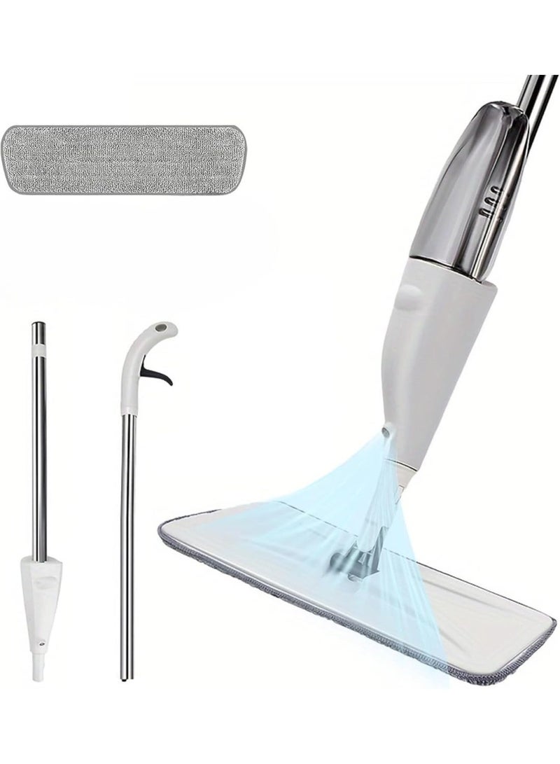 مساحة ارضيات مع بخاخ ماء دوارة بزاوية 360 درجة ومزودة بخزان ماء لتلميع الارضيات والسيراميك والحمام والمطبخ مساحة مزودة ببخاخ مع وسادة قابلة للغسل من المايكروفايبر سهلة الدوران بزاوية 360 درجة لتنظيف الأرضيات للمنزل والمكتب مصنوعة من الألومنيوم - Image 1